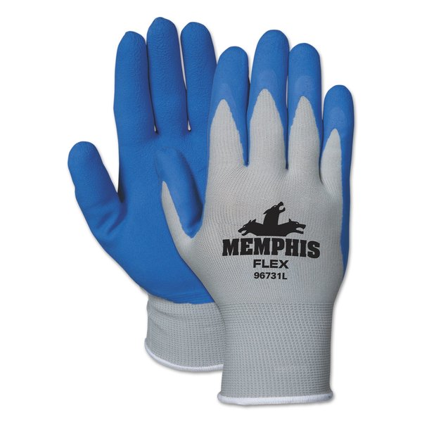 Mcr Safety Memphis Flex Seamless Nylon Knit Gloves, Large, Blue/Gray, PK12 96731L